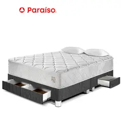 PARAISO - Cama Pocket Max Con Cajones Queen Gris