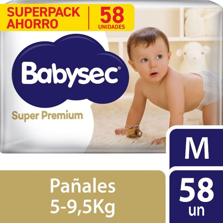 Pañales Súper Premium Talla M Empaque 58 Und