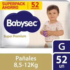 BABYSEC - Pañales Súper Premium Talla G Empaque 52 Und