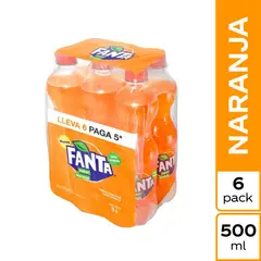 FANTA - Gaseosa Naranja Sixpack Botella 500 mL