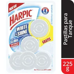 HARPIC - Desinfectante de Baño en Pastilla White Shine Cloro Empaque 5 Und
