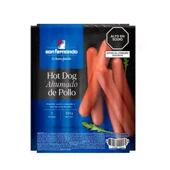 SAN FERNANDO - Hot Dog Ahumado de Pollo Empaque 220 g