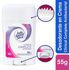 LADY SPEED STICK - Desodorante en Crema Clinical Complete Antibacterial Envase 55 g