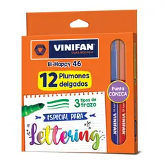 VINIFAN - Plumones Bi Happy 46 Delgados Empaque 12 Und