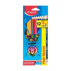 MAPED - Colores Strong Empaque 12 Und + 1 Tajador + 1 Grafito