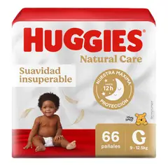 HUGGIES - Pañales Natural Care Cuidado Puro Talla G Empaque 66 Und