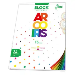 LORO - Block Cartulina Arcoíris 24 Hojas 15 Colores