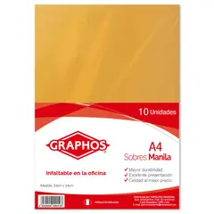 GRAPHOS - Sobre Manila A4 75 g Empaque 10 Und