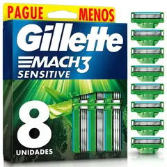 GILLETTE - Repuesto Máquina De Afeitar Mach3 Sensitive Caja 8 Und