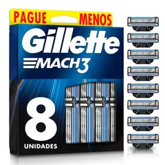 GILLETTE - Cartucho de Afeitar Mach3 Caja 8 Und