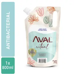 AVAL - Jabón Líquido Antibacterial Ritual Refrescante Doypack 800 mL