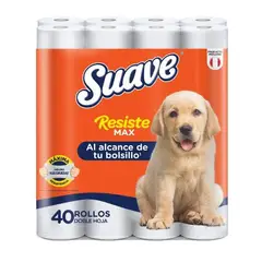 SUAVE - Papel Higiénico Resiste Max Doble Hoja Empaque 40 Rollos