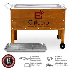 GRILLCORP - Caja China Mediana Premium con Bandeja y Rack de Acero Inoxidable