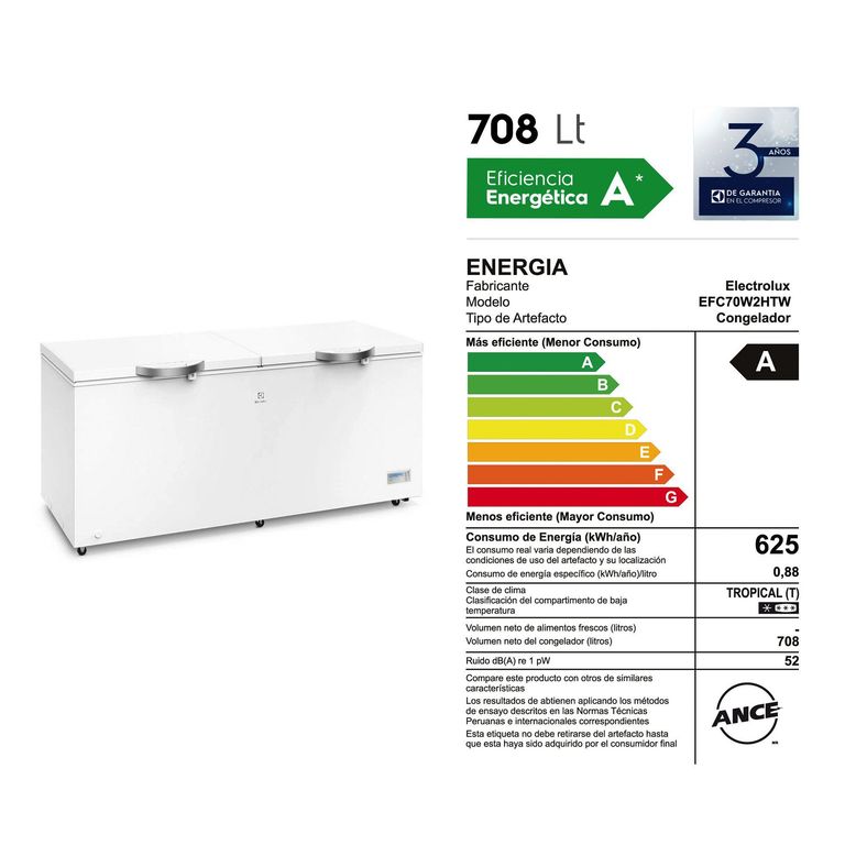 CONGELADORA 708LT EFC70W2HTW