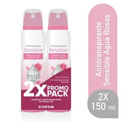 TOTTUS - Antitranspirante en Spray Mujer Sensitive Agua de Rosas Empaque 2 Und