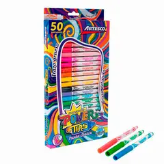 ARTESCO - Plumones Power Tips Punta Cónica Empaque 50 Und