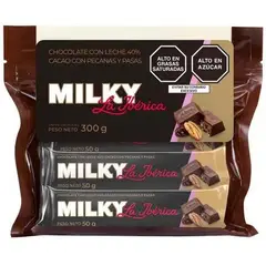 LA IBERICA - Chocolate La Ibérica Milky Pecanas y Pasas Empaque 50 g