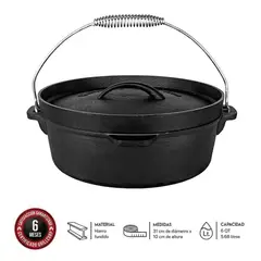 GRILLCORP - Olla holandesa de hierro fundido de 6 qt