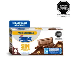 SUBLIME - Chocolate Sin Azúcar Sixpack 228 g