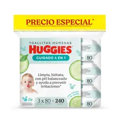 HUGGIES - Pack Toallitas Húmedas Cuidado 4 En 1 Empaque 240 Und