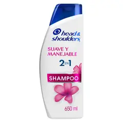 HEAD AND SHOULDERS - Shampoo 2 en 1 Head & Shoulders Suave y Manejable Botella 650 mL
