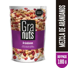 GRANUTS - Snack Arándanos Almendras Maní Salado y Confitado Doypack 180 g