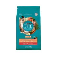 PURINA ONE - Alimento Seco Gatos Adultos Pollo Salmón Bolsa 500 g