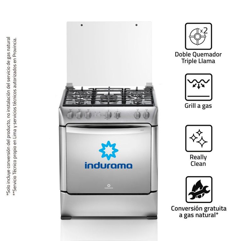 Cocina a Gas FIRENZEZAFIRO 30 Pulgadas 5 Hornillas Grill Timer 2 Triple Llama