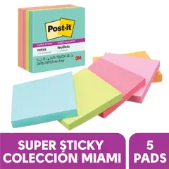 POST IT - Notas Adhesivas 76 mm Colección Miami Empaque 450 Hojas