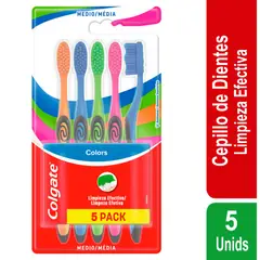 COLGATE - Cepillo Dental Colors Medio Empaque 5 Und