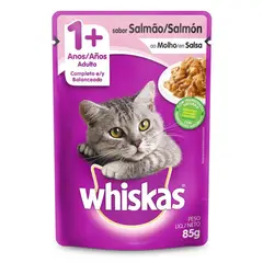 WHISKAS - Alimento Húmedo Gatos Adultos Salmón Doypack 85 g