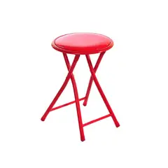 CASA JOVEN - Banquito Plegable Redondo Plástico Rojo