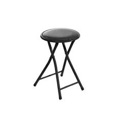 CASA JOVEN - Banquito Plegable Redondo Plástico Negro