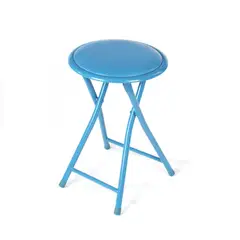 CASA JOVEN - Banquito Plegable Redondo Plástico Azul