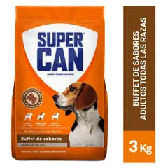 SUPERCAN - Alimento Seco Perros Adultos Buffet de Sabores Bolsa 3 Kg