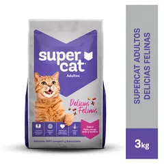 SUPERCAT - Alimento Seco Gatos Adultos Delicias Felinas Bolsa 3 Kg