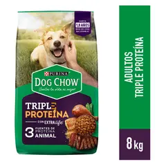 DOG CHOW - Alimento para perro Triple Proteína Adultos todos los tamaños 8 kg