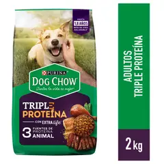 DOG CHOW - Alimento para perro Triple Proteína Adultos todos los tamaños 2 kg