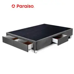 PARAISO - Box Tarima Con Cajones 2 Plazas Gris