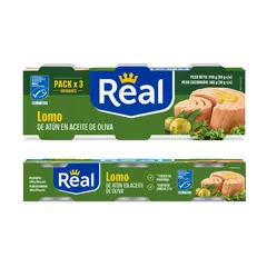 REAL - Lomo de Atún en Aceite de Oliva Pack 3 Latas 80 g