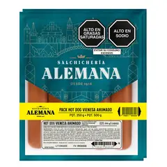 SALCHICHERIA ALEMANA - Pack Hot Dog Vienesa Ahumado Salchichería Alemana 500 g + 250 g