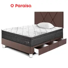 PARAISO - Dormitorio Pocket Star con Cajones 1.5 Plazas + Cabecera Loft Chocolate