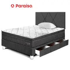 PARAISO - Dormitorio Pocket Star con Cajones 1.5 Plazas + Cabecera Loft Charcoal
