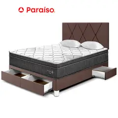 PARAISO - Dormitorio Pocket Star con Cajones 2 Plazas + Cabecera Loft Chocolate