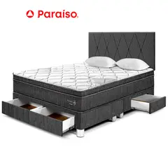 PARAISO - Dormitorio Pocket Star con Cajones King + Cabecera Loft Charcoal