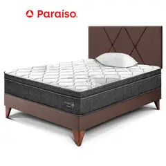 PARAISO - Dormitorio Europeo Pocket Star 1.5 Plazas + Cabecera Loft Chocolate