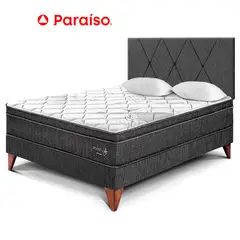 PARAISO - Dormitorio Europeo Pocket Star 2 Plazas + Cabecera Loft Charcoal