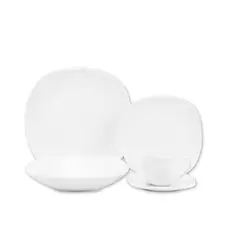 CASA JOVEN - Juego de Vajilla de Porcelana Blanca Cuadrado x 20 Piezas