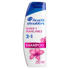 HEAD AND SHOULDERS - Shampoo 2 en 1 Head & Shoulders Suave y Manejable Botella 250 mL