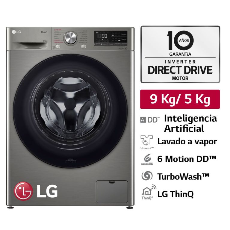 Lavaseca WD9PVC4S6 9/5Kg AI DD Carga Frontal Plateada